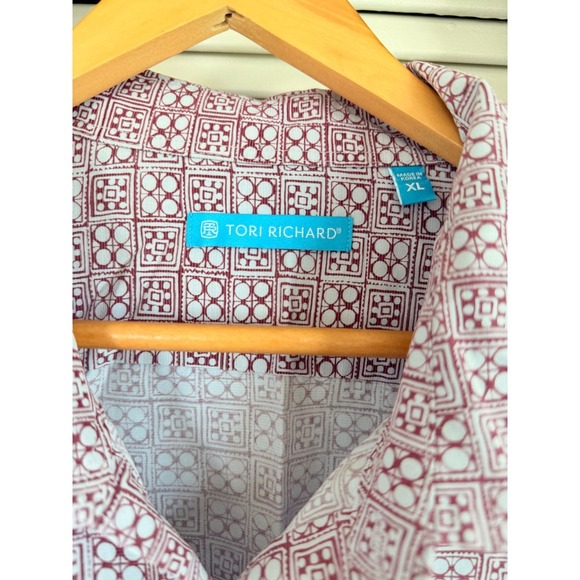 Tori Richard Button Up Shirt Mens XL Short Sleeve Geometric Pattern Casual - Picture 3 of 3